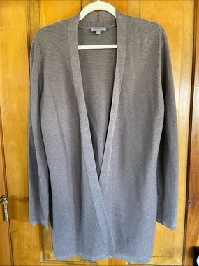 Evolution Taupe Open-Front Longline Cardigan Sweater